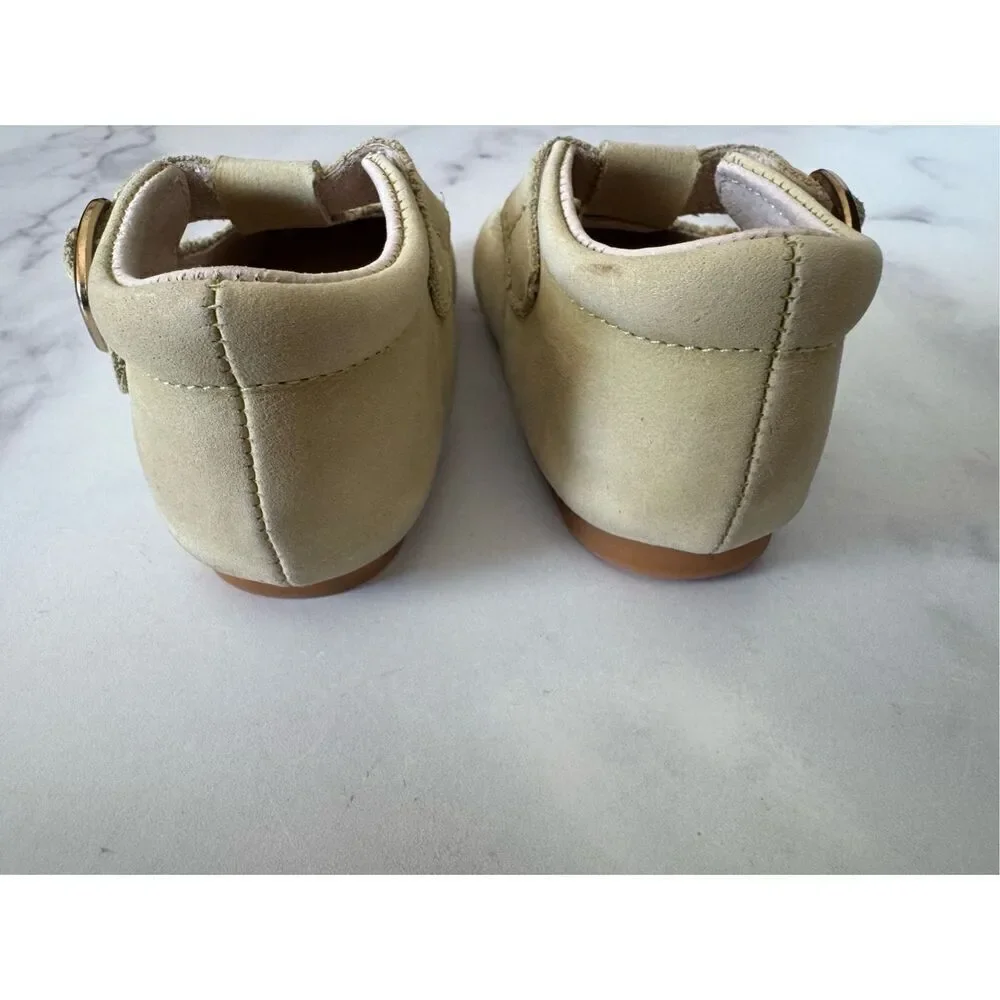Indi & Co pastel Green Leather t-Bar vintage style imported baby girls 8 Mary Ja